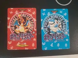 Charizard & Blastoise Town Map Pokemon Japanese Bandai Carddass 1996 DMG Set - Image 1