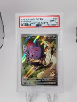 PSA 10 2025 POKEMON JOURNEY TOGETHER POKEMON CENTER ETB PROMO SVP #189 N'S ZORUA - Image 1