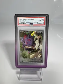 2025 POKEMON JOURNEY TOGETHER POKEMON CENTER ETB PROMO #189 N'S ZORUA PSA 10 - Image 1