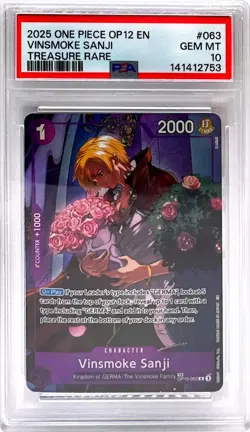 VINSMOKE SANJI TREASURE RARE 063 ONE PIECE OP12 LEGACY OF THE MASTER PSA 10 - Image 1