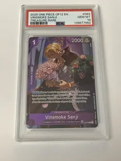 2025 ONE PIECE OP12 LEGACY OF THE MASTER TREASURE RARE VINSMOKE SANJI PSA 10 063 - Image 1