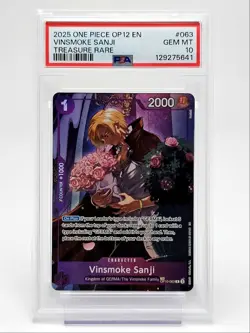 VINSMOKE SANJI 2025 ONE PIECE TREASURE RARE OP12-063 PSA 10 Q1980 - Image 1