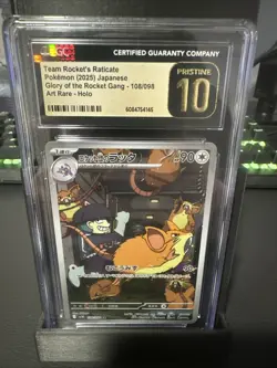 🐀🐀 CGC 10 PRISTINE Pokemon Rocket Raticate AR 108/098 SV10 Glory Team Rocket - Image 1