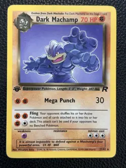 Pokemon Dark Machamp TCG 27/82 1st Edition Nonholo Rare Rocket - Image 1