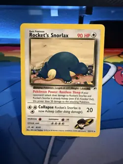 Pokemon TCG Rockets Snorlax 33/132 Gym Heroes NM Condition - Image 1