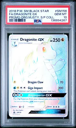 2018 POKEMON SM BLACK STAR PROMO #SM156 FULL ART/DRAGONITE GX PSA 10 - Image 1
