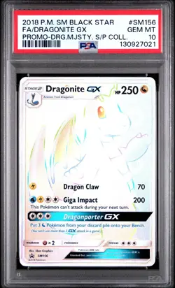 Pokemon Dragonite GX SM156 Rainbow Black Star Promo PSA 10 GEM MINT - Image 1