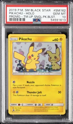 2019 POKEMON SM BLACK STAR PROMO #SM162 PIKACHU-HOLO PSA 10 - Image 1