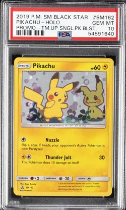 2019 POKEMON SM BLACK STAR PROMO #SM162 PIKACHU-HOLO PSA 10 - Image 1