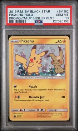 2019 POKEMON SM BLACK STAR PROMO #SM162 PIKACHU-HOLO PSA 10 (Q128) - Image 1