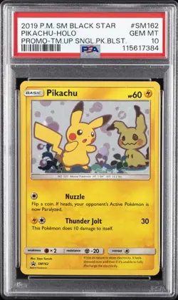 2019 POKEMON SM BLACK STAR PROMO #SM162 PIKACHU-HOLO PSA 10 - Image 1