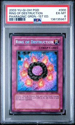 2003 YU-GI-OH! PGD-PHARAONIC GUARDIAN 1ST EDITION #000 RING OF DESTRUCTION PSA 6 - Image 1