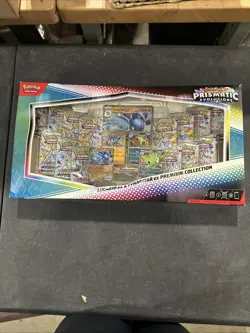 Lucario Tyranitar EX Prismatic Evolutions Pokemon Premium Collection NIB Damage - Image 1