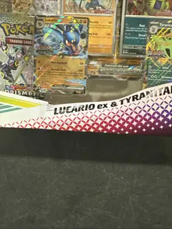 Lucario Tyranitar EX Prismatic Evolutions Pokemon Premium Collection NIB Damage - Image 2