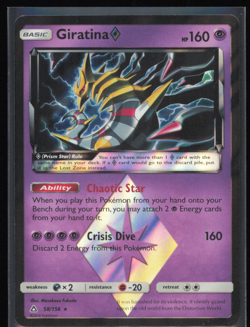 Giratina Prism Star Holo 58/156 Pokemon Sun & Moon Ultra Prism LP Pokemon Card - Image 1