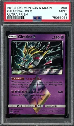 2018 POKEMON SUN & MOON ULTRA PRISM #58 GIRATINA-HOLO PSA 9 RARE VINTAGE FOIL - Image 1