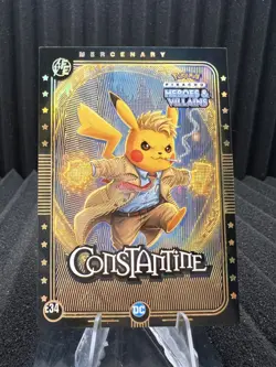 Constantine (Pikachu) #E34 - Gold Holo -Heros & Villains Flash Edition Pokemon - Image 1