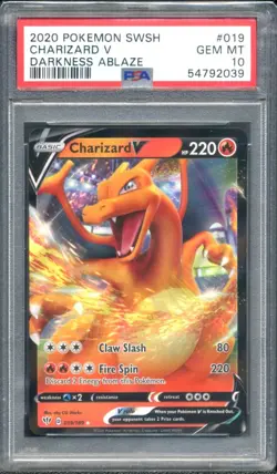 2020 POKEMON SWORD & SHIELD DARKNESS ABLAZE #019 CHARIZARD V PSA 10 - Image 1