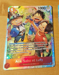 ONE PIECE CARD GAME HOLO CARTE FRANCAISE ACE, SABO LUFFY OP13-007 SR FR MINT - Image 1