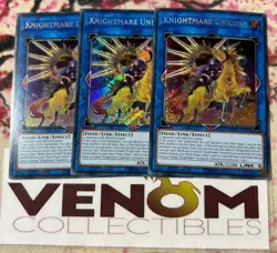 3x (M/NM) *EURO* Knightmare Unicorn (Alternate Art) RA01-EN043 Secret 1st YuGiOh - Image 1