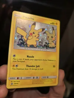 Pikachu & Mimikyu 2019 Sun and Moon Black Star Holo Promo SM162 Pokemon - Image 1