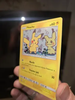 Pikachu & Mimikyu 2019 Sun and Moon Black Star Holo Promo SM162 Pokemon - Image 4