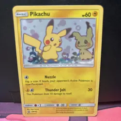 Pikachu & Mimikyu 2019 Sun and Moon Black Star Holo Promo SM162 Pokemon - Image 1