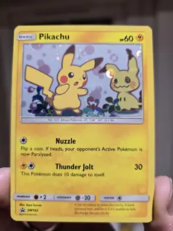 Pikachu & Mimikyu 2019 Sun and Moon Black Star Holo Promo SM162 Pokemon - Image 1