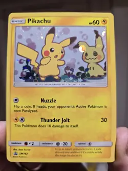 Pikachu & Mimikyu 2019 Sun and Moon Black Star Holo Promo SM162 Pokemon - Image 3