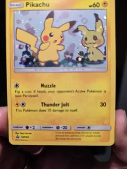 Pikachu & Mimikyu 2019 Sun and Moon Black Star Holo Promo SM162 Pokemon - Image 4