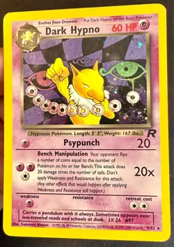 Dark Hypno 9/82 Team Rocket Pokemon Card TCG Vintage WOTC Holo Rare - Lp/Mp - Image 2