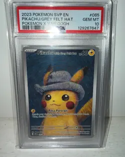 2023 POKEMON SVP POKEMON VAN GOGH PROMO #085 PIKACHU GREY FELT HAT PSA 10 - Image 2