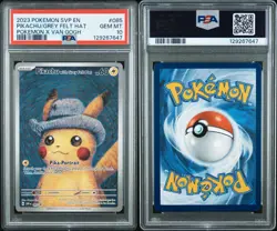 2023 POKEMON SVP POKEMON VAN GOGH PROMO #085 PIKACHU GREY FELT HAT PSA 10 - Image 4