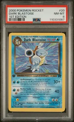 2000 Pokemon 1st Edition Rocket Dark Blastoise Graded Slab PSA 8 #20/82 - Image 1