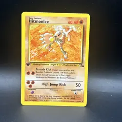 Hitmonlee 22/62 1st Edition Fossil Pokemon Card - Image 1