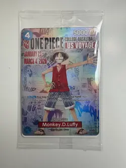 One Piece Monkey D. Luffy US College Basketball SEALED Promo Card RUTGERS - Image 1