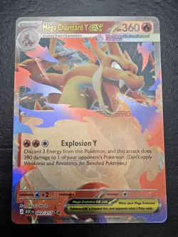 Pokemon TCG Mega Charizard Y EX Full Art Holo EX Card 022/217 Ascended Heroes - Image 1