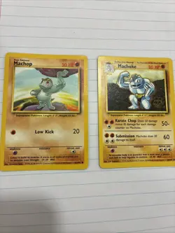 1999 Pokemon Machop and Machoke Base Set Pokemon Cards WOTC - Image 1