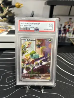 Pokemon TCG Bulbasaur PSA 9 Stellar Crown Illustration Rare Holo Card 143/142 - Image 1