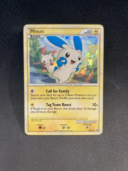 Plusle and Minun Heart Gold Soul Silver Pokemon Card - Image 2