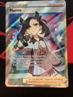 Pokemon TCG Marnie SWSH121 Black Star Promo Holo Card Full Art - Image 1