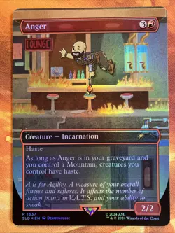 MTG Rainbow Foil Borderless Anger Secret Lair: X FalloutR: S.P.E.C.I.A.L.!! - Image 1