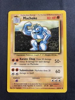 Machoke 34/102 Pokemon Base Set Unlimited Vintage LP - Image 1