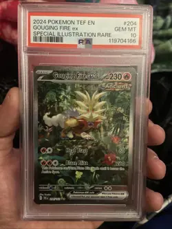 PSA 10 GEM MINT Gouging Fire ex Temporal Forces SIR Holo 2024 Pokemon 204/162 - Image 1
