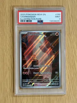 2023 Pokemon Mew en Charmander Illustration Rare #168 PSA 9 - Image 1