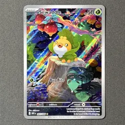 Pokemon TCG Scarlet & Violet White Flare Sewaddle Illustration Rare 087/086 - Image 1