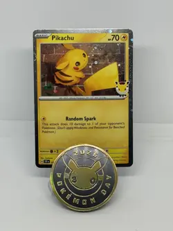 2026 Pikachu 051/162 Pokemon Day 30th Anniversary Stamped Promo TCG Plus Coin - Image 1