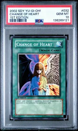 Yu-Gi-Oh! 2002 SDY 1st ED Change Of Heart PSA 10 GEM - Image 1