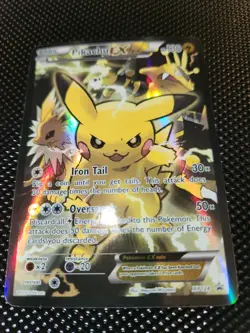 Pokemon TCG Pikachu EX XY124 Black Star Promo 2016 Holo Card TCG HP+/LP- VG - Image 1