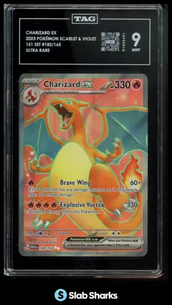 2023 POKEMON SV 151 - MEW EN #183/165 CHARIZARD EX ULTRA RARE TAG 9 - Image 1